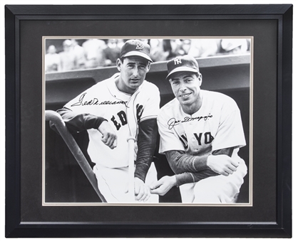 Ted Williams and Joe DiMaggio Dual Signed and Framed 20x30" BW Photograph - MINT Signatures (Beckett)